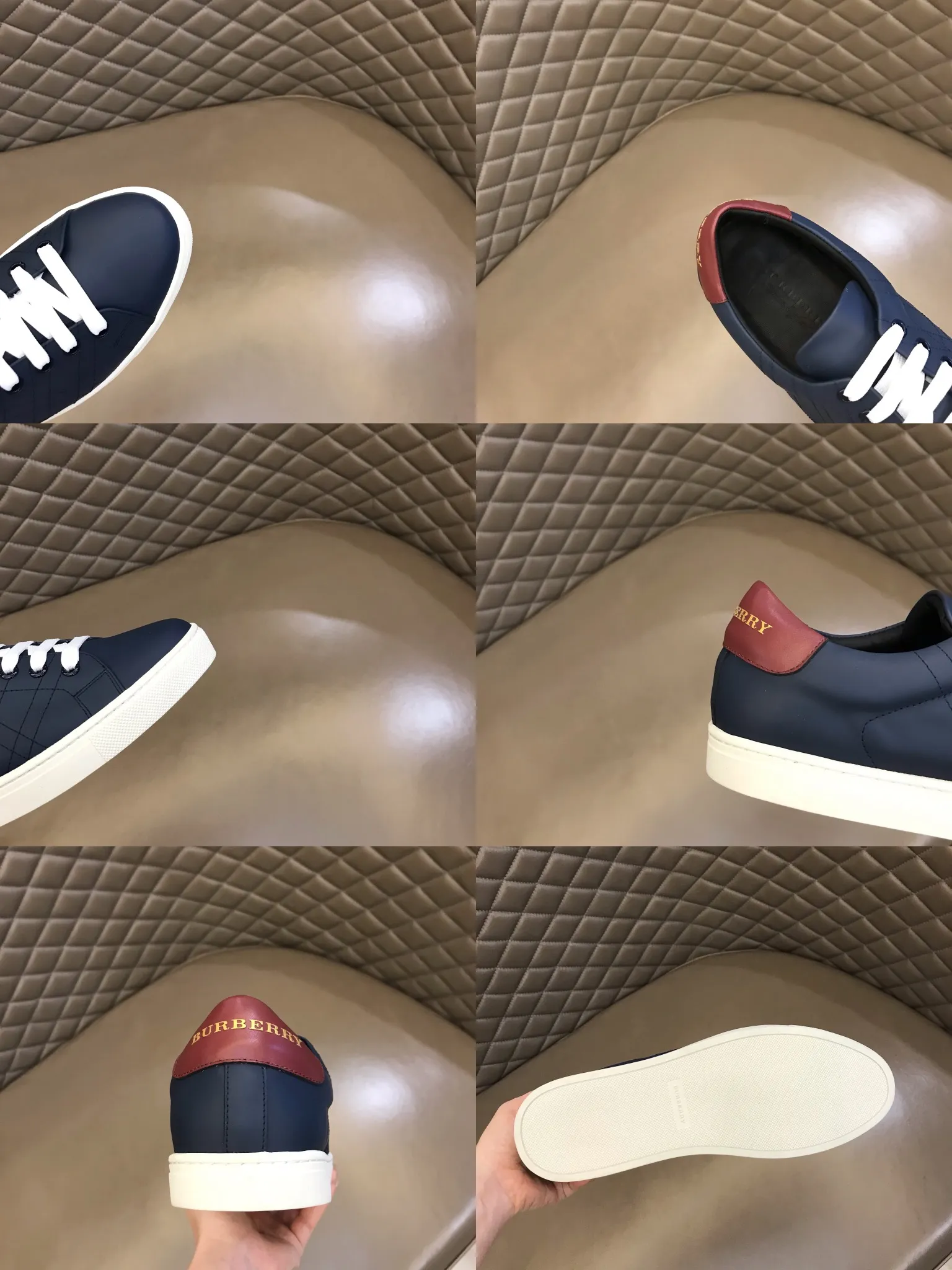 ¥380 B’s men’s classic low-top sneakers are reinterpreted in Vintage plaid cotton and cowhide materials, decorated with a new brand logo. First-grain cowhide lining, embossed Burberry lettering logo on the heel, original outsole! 38-45